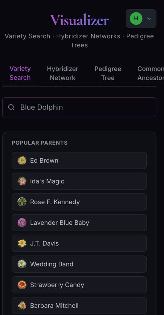 The Daylily Visualizer on a phone